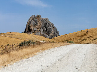 Stones of an ancient village in the vicinity of Mount Beshbarmak. Baku. Azerbaijan.