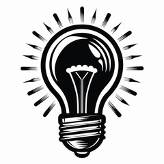 Shining lightbulb is glowing with radiating rays, creating an eyecatching design for ideas