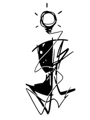 Abstract human figure with an illuminated mind