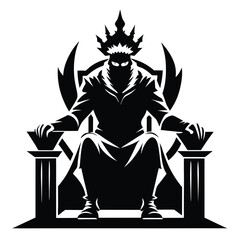 Silhouette depicts a mysterious king figure on a royal throne with spiky crown