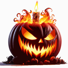 Fierce Jack-O’-Lantern with Candle Light