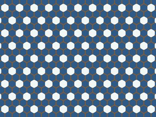 Honeycomb pattern with blue, brown, and white hexagon shapes.