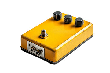 Compact guitar pedal isolated on transparent background