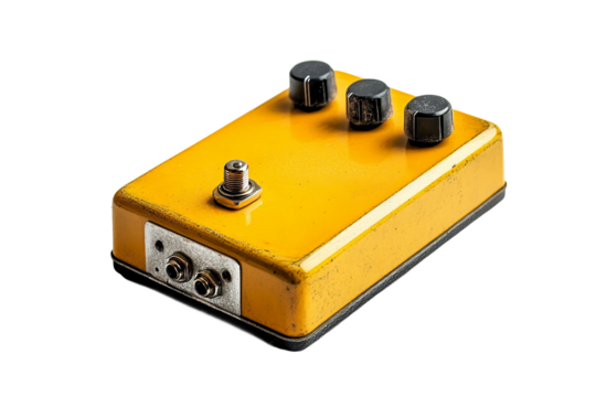 Compact guitar pedal isolated on transparent background