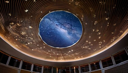 immersive planetarium experience with stars and cosmic projections in a dome shaped room