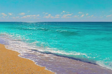 Tropical Beach with Turquoise Ocean Waves