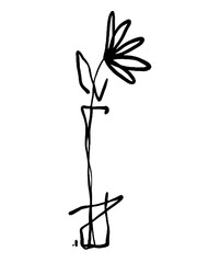 Edgy minimalist flower and vase doodle sketch