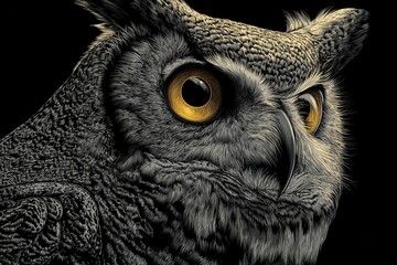 Obraz premium Close-Up Owl Eyes, Detailed Wildlife Portrait