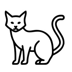 Simple Black Line Drawing of a Sitting Cat Outline Illustration

