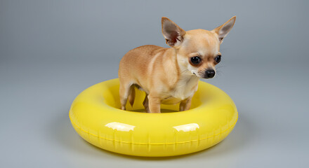 Chihuahua on Green Lawn &ndash; Poised Pet Portrait in Lush Garden Light