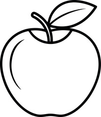 Vector art of simple black and white line drawing of an apple transparent background