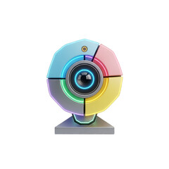 Modern webcam with colorful segments isolated on transparent background