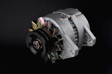 car generator truck generator close up on black background