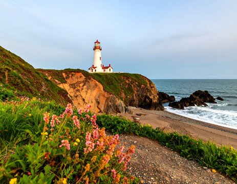 Coastal lighthouse at sunrise (1)