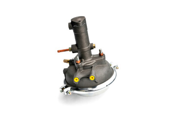 pneumatic brake booster of a car on a white background