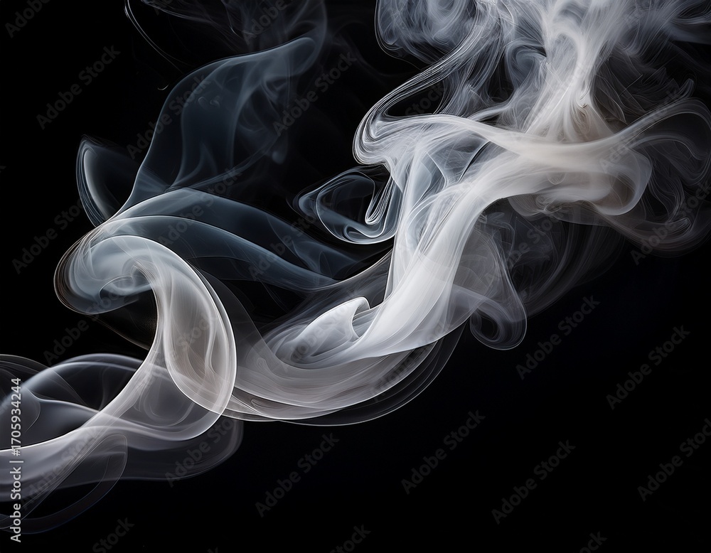 Poster a swirl of white smoke drifts against a deep black background creating an abstract and atmospheric e