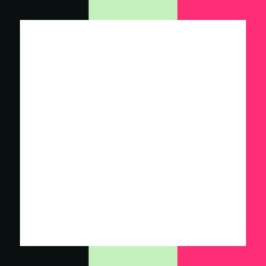 White square framed by black, green, and pink colors.