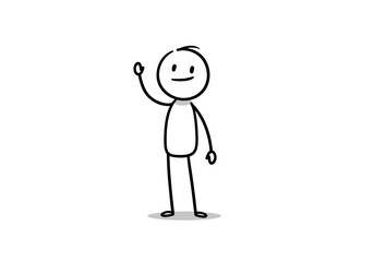 Stick figure waving with a smiley face