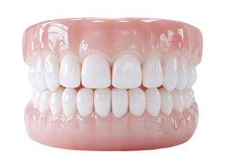Dental model with white teeth, isolated on transparent background