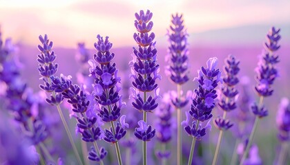 Obraz premium Panoramic purple lavender flowers blooming. Concept of beauty, aroma and aromatherapy