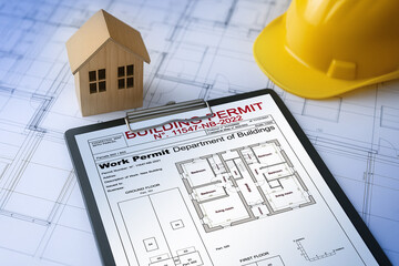 BUILDING PERMIT CONCEPT WITH HOME MODEL and approved work permis