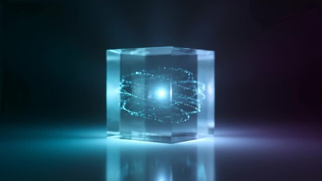 Glass Cube on Midnight Gradient with Glow
