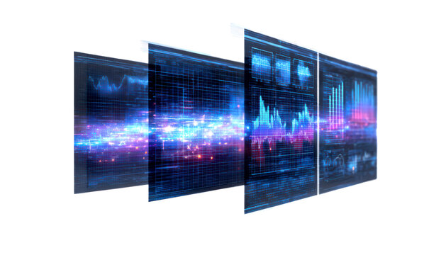 Digital Dashboard Displaying User Behavior Analysis through Graphs Isolate on Transparent Background, cutout, png