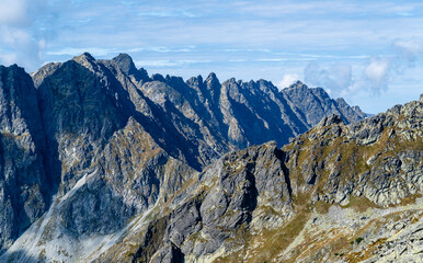 A panorama of a magnificent ridge in summer colors. Tatra Mountains, Slovakia.