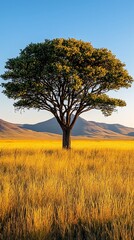 Lone tree in golden field
