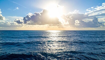 Fototapeta premium Serene Ocean Sunset Landscape Peaceful Seascape Sunny Sky.