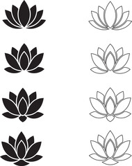 Vector black lotus icons set