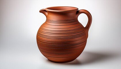 Clay Brown Jug Isolated On A White Or Transparent Background Perfect For Rustic Decor Pottery Designs Vintage Themes Or Traditional Craft Visuals