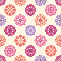 Seamless Pattern with Colorful Floral Designs in Pastel Tones