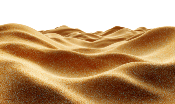 Golden Desert Dunes Shaped Like Gentle Waves Isolate on Transparent Background, cutout, png