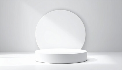 White Cylindrical Podium with an Abstract Circle Background