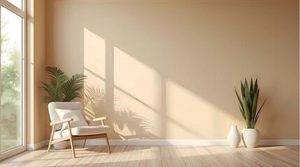 Sunlit Room with Soft Shadows and Clean Design