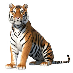 Obraz premium Majestic tiger sitting alert on transparent background