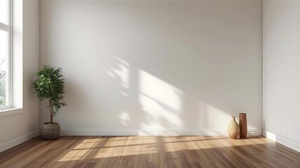 Soft Sunlight Casting Shadows in Minimalist Interior