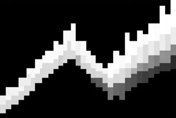A pixelated white lightning bolt or jagged line against a black background, evoking a retro or 8-bit style. High contrast, simple design