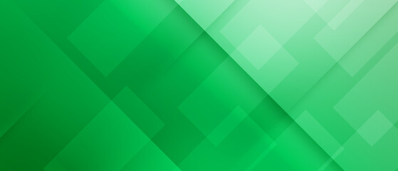 abstract green geometric banner background with diagonal stripes and shadow