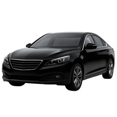 Black sedan car isolated on transparent background
