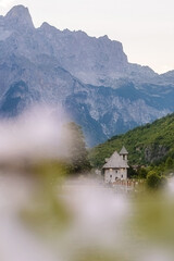 Fototapeta premium Pastoral Mountain Landscape with of Church of Theth
