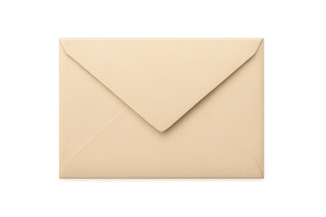 Closed beige envelope on transparent background ready for mailing