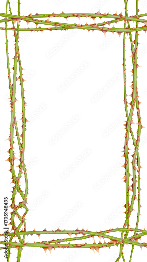Poster high-resolution digital art of an abstract, thorny frame. this illustration of intertwined branches 