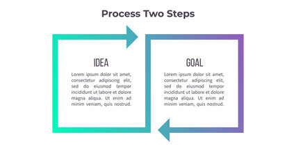 Business infographic template. Loop process with two options, steps. Vector chart.
