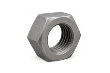 Metal hex nut on transparent background, fixing and repairing concept