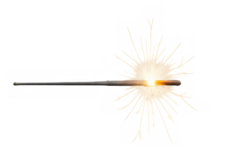 Burning sparkler on transparent background creating festive atmosphere