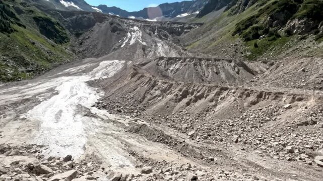 Alpine Landslide Fan with Luminous Deposition