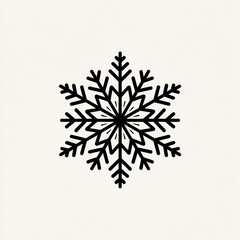 Beautiful black snowflake icon, simple winter graphic symbol for snow and christmas. festive illustration, isolated on white background, representing cold season