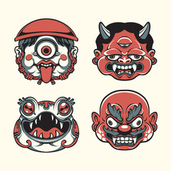 Japanese traditional mask vector art